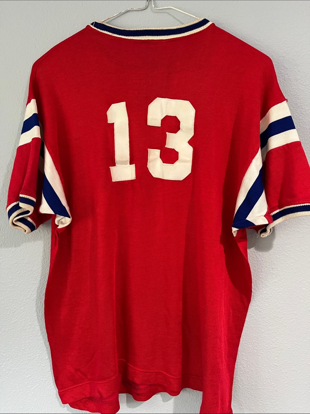 1950s/60s era Red Retro Athletic Jersey with Number 13